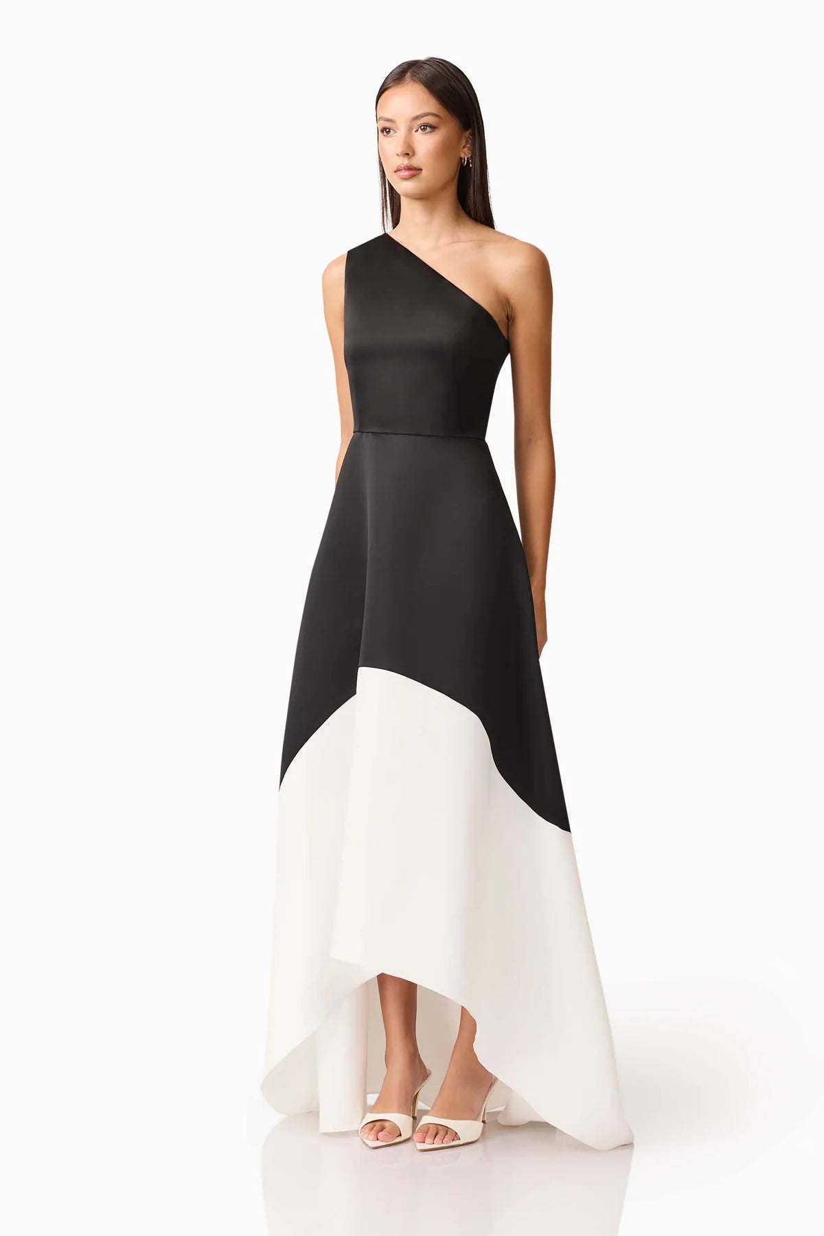 Elliatt Sorrel One Shoulder Gown - Black/White