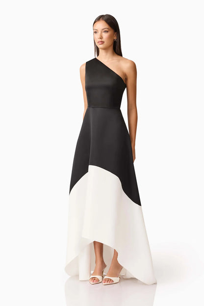 Elliatt Sorrel One Shoulder Gown - Black/White