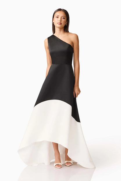 Elliatt Sorrel One Shoulder Gown - Black/White