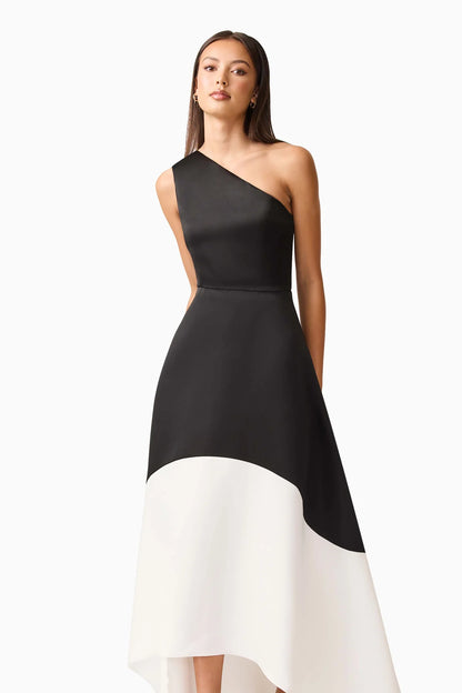 Elliatt Sorrel One Shoulder Gown - Black/White