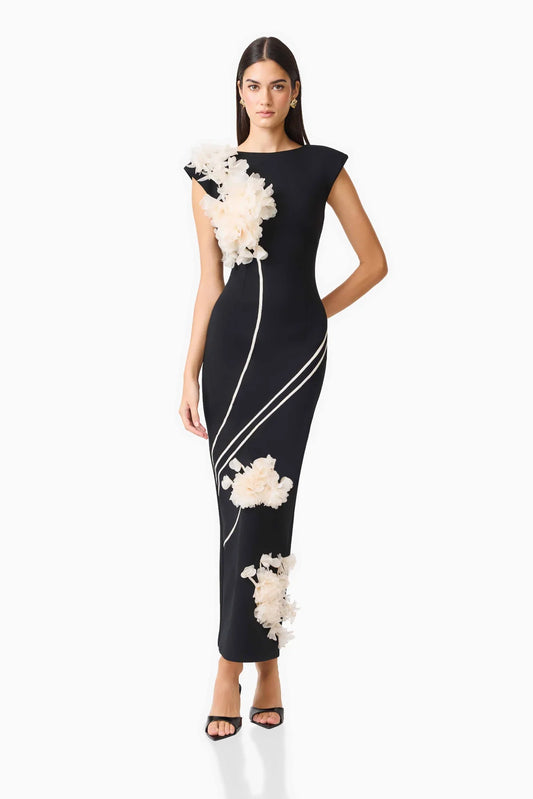 Elliatt Martina Applique Gown in Black