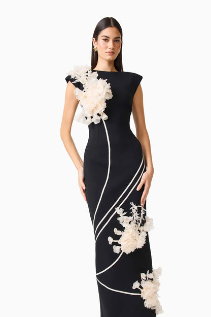 Elliatt Martina Applique Gown in Black