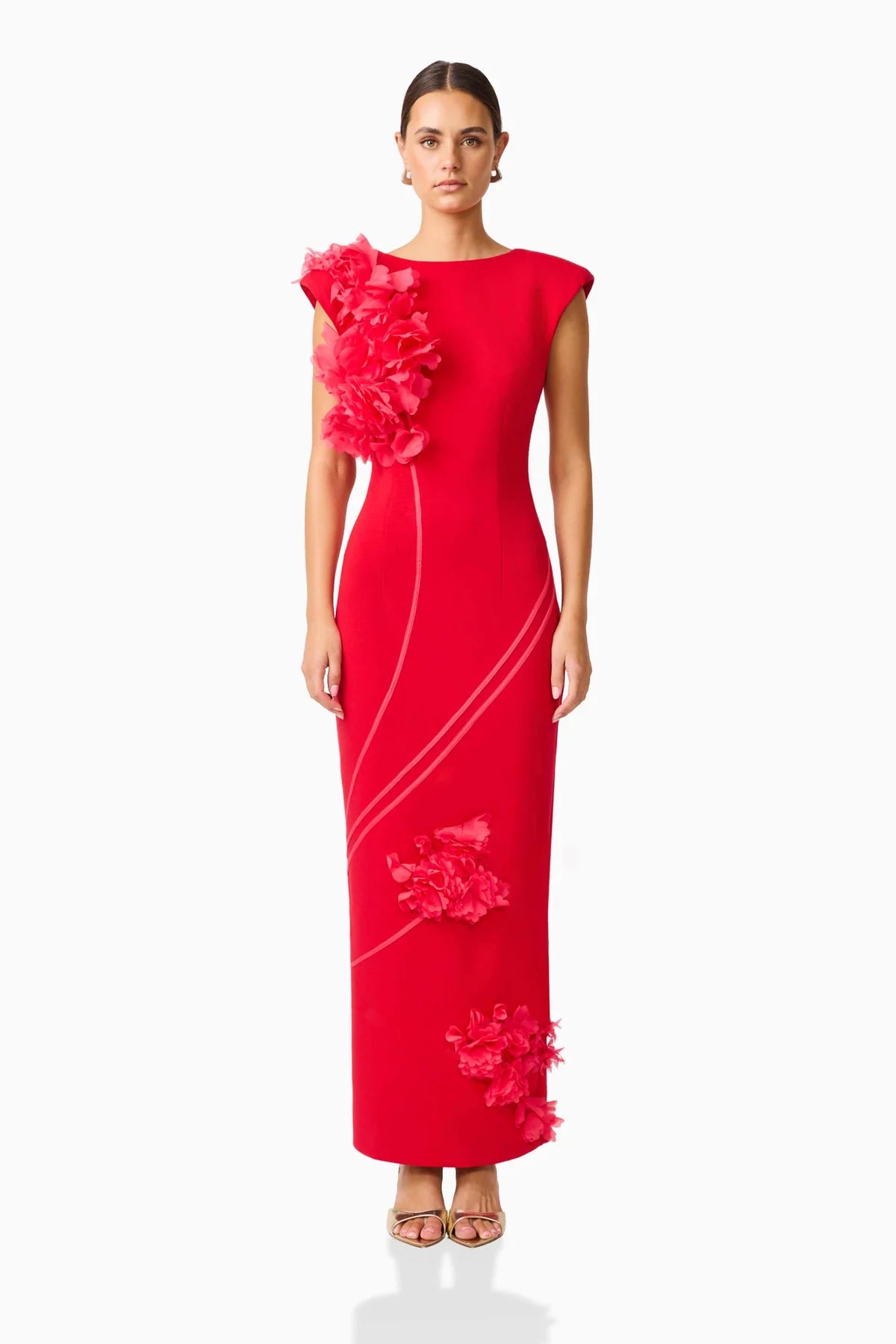 Elliatt Martina Applique Gown in Red