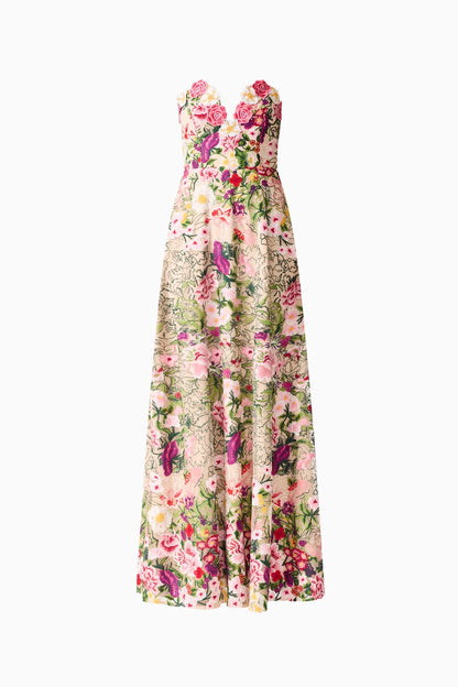 Elliatt Flora Gown in Pink and Green Floral