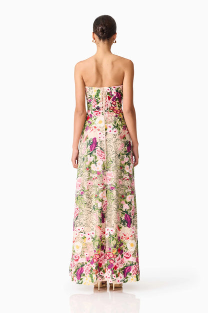 Elliatt Flora Gown in Pink and Green Floral