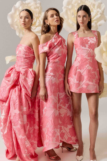 Elliatt Dionne Asymmetrical Maxi Gown - Pink Floral