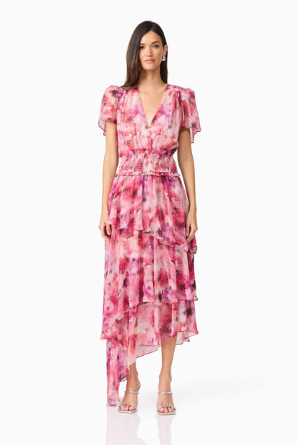 Elliatt Evalina Tiered Dress - Pink Multi