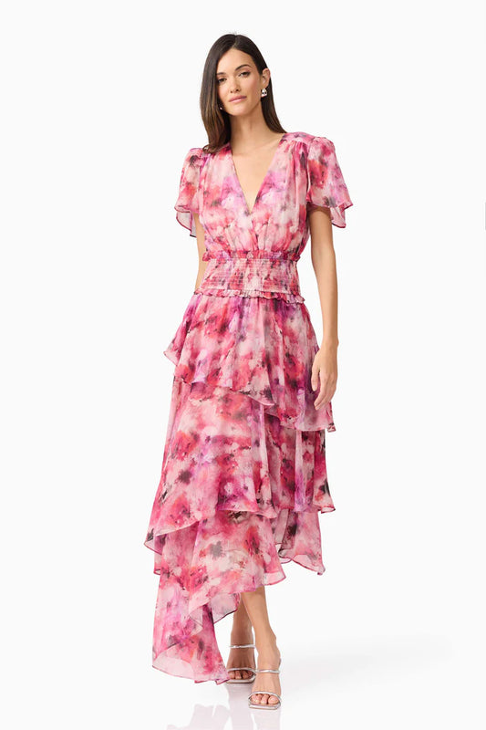 Elliatt Evalina Tiered Dress - Pink Multi