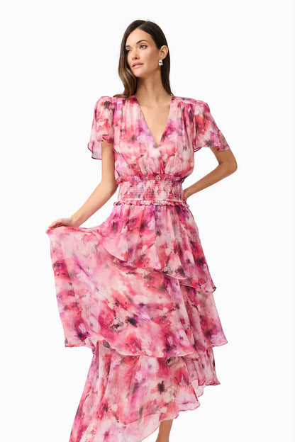Elliatt Evalina Tiered Dress - Pink Multi