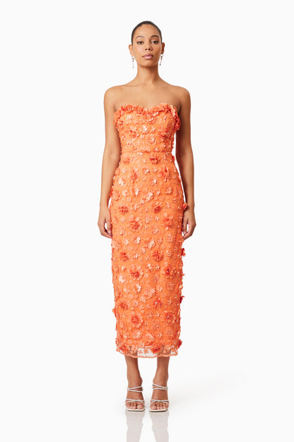 Elliatt Bluebell Embellished Midi Dress - Orange