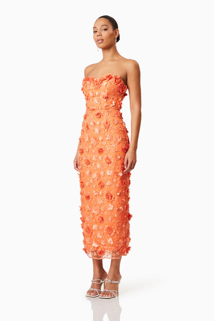 Elliatt Bluebell Embellished Midi Dress - Orange