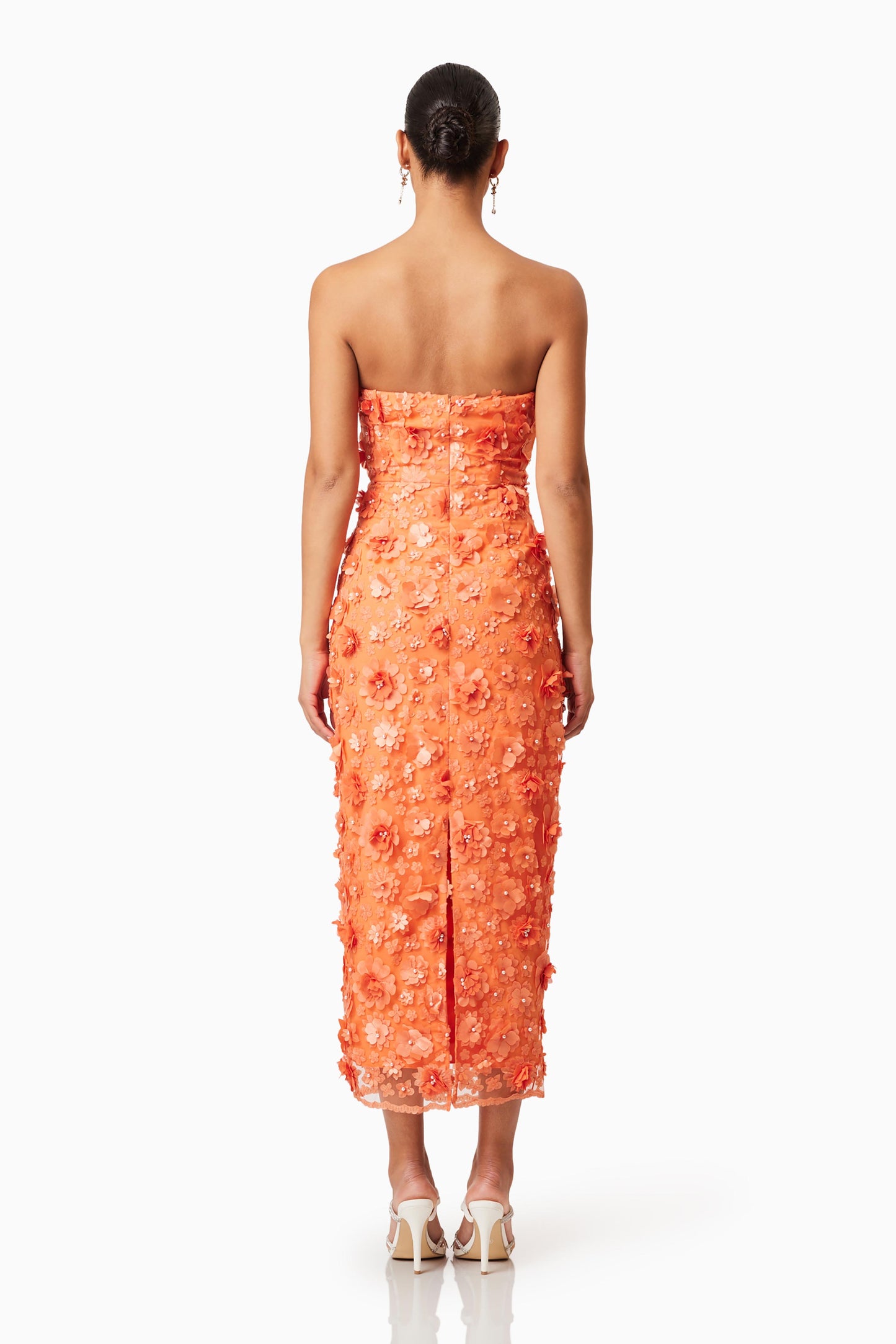 Elliatt Bluebell Embellished Midi Dress - Orange