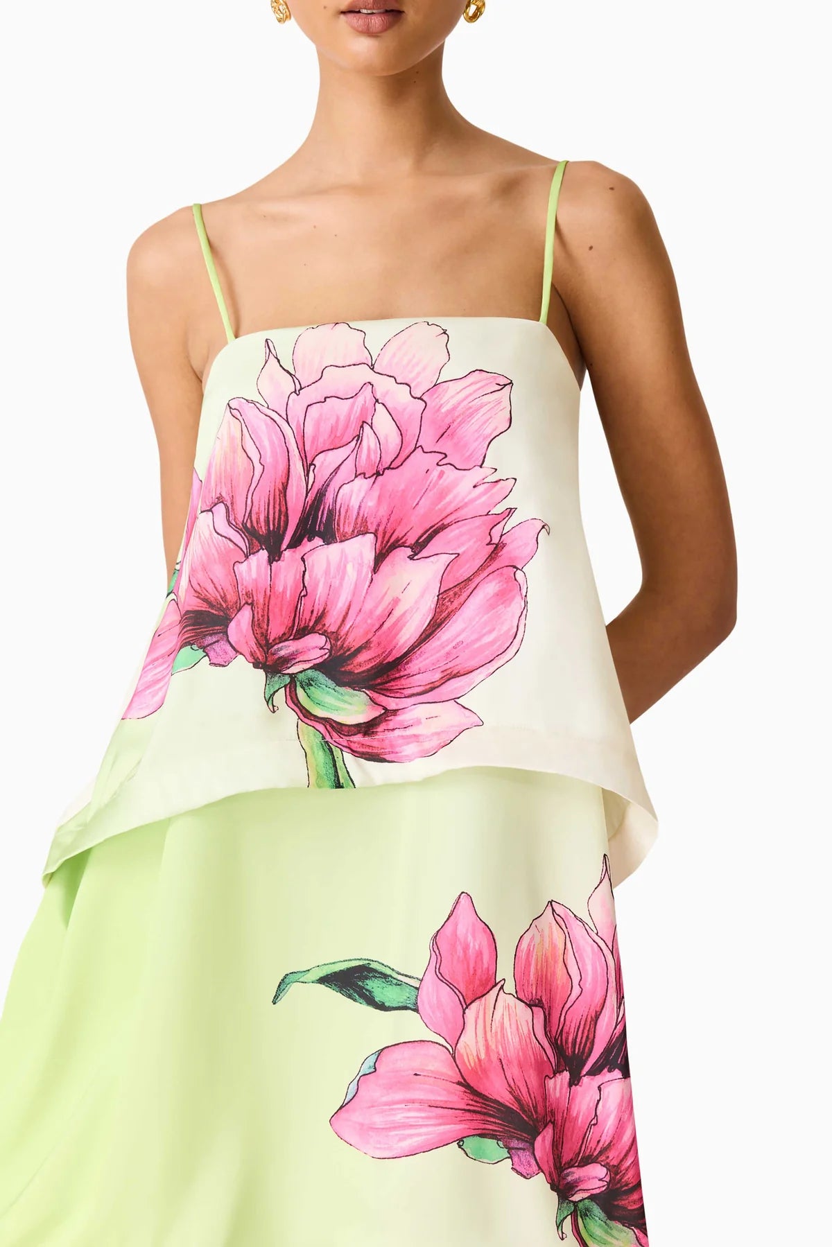 Elliatt Elisia Tiered Gown Green Pink Floral - COMING SOON