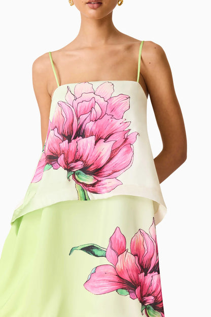 Elliatt Elisia Tiered Gown Green Pink Floral - COMING SOON