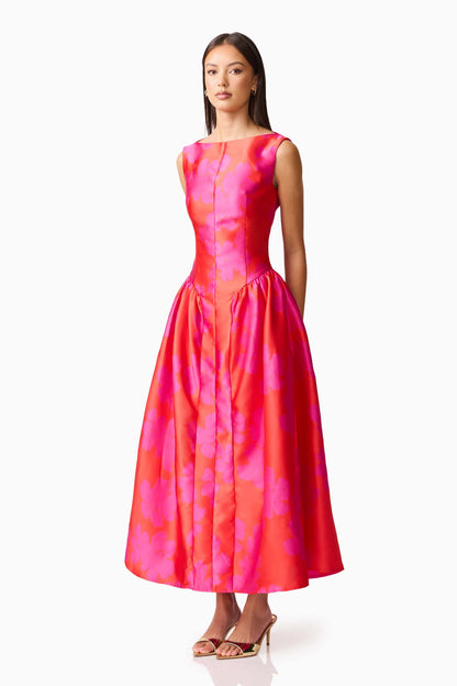 Elliatt Eloise Midi Dress - Red/Pink