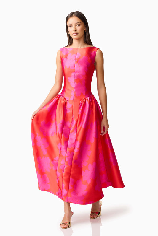 Elliatt Eloise Midi Dress - Red/Pink