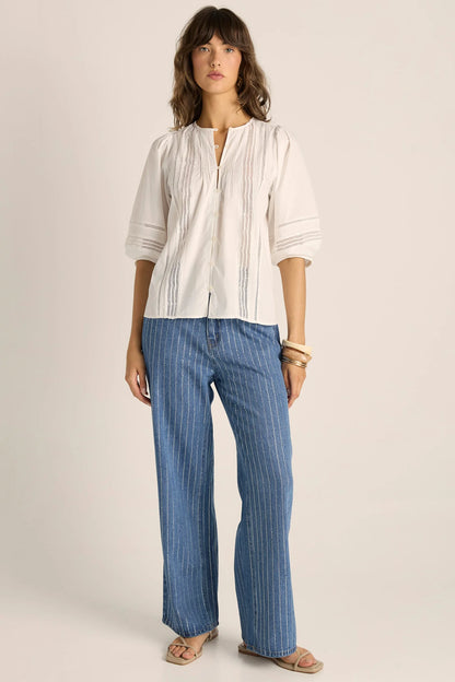 Fate & Becker Freya Lace Trim Blouse - White
