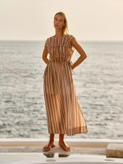 Fate & Becker Callista Midi Dress in Sandbar Stripe