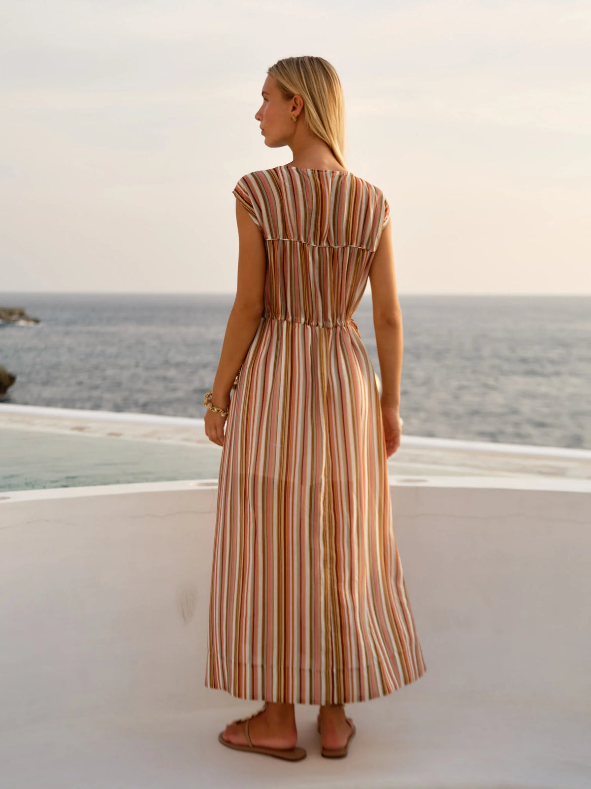 Fate & Becker Callista Midi Dress in Sandbar Stripe