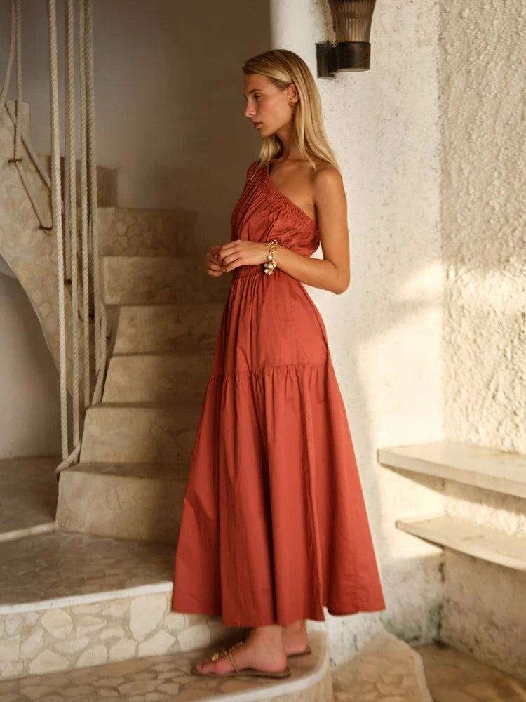 Fate & Becker Seraphina Maxi Dress  in Red Clay Brown