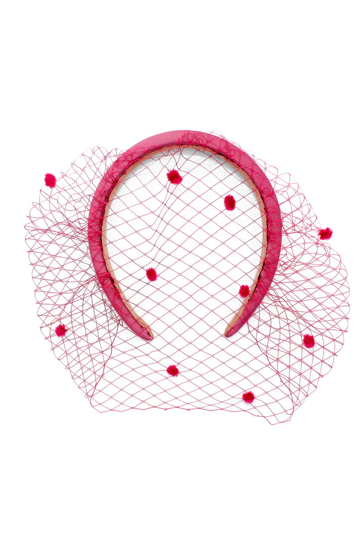 Lilah Veil Headband in Hot Pink