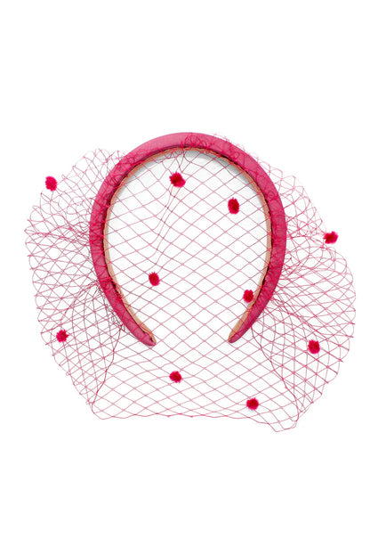 Lilah Veil Headband in Hot Pink