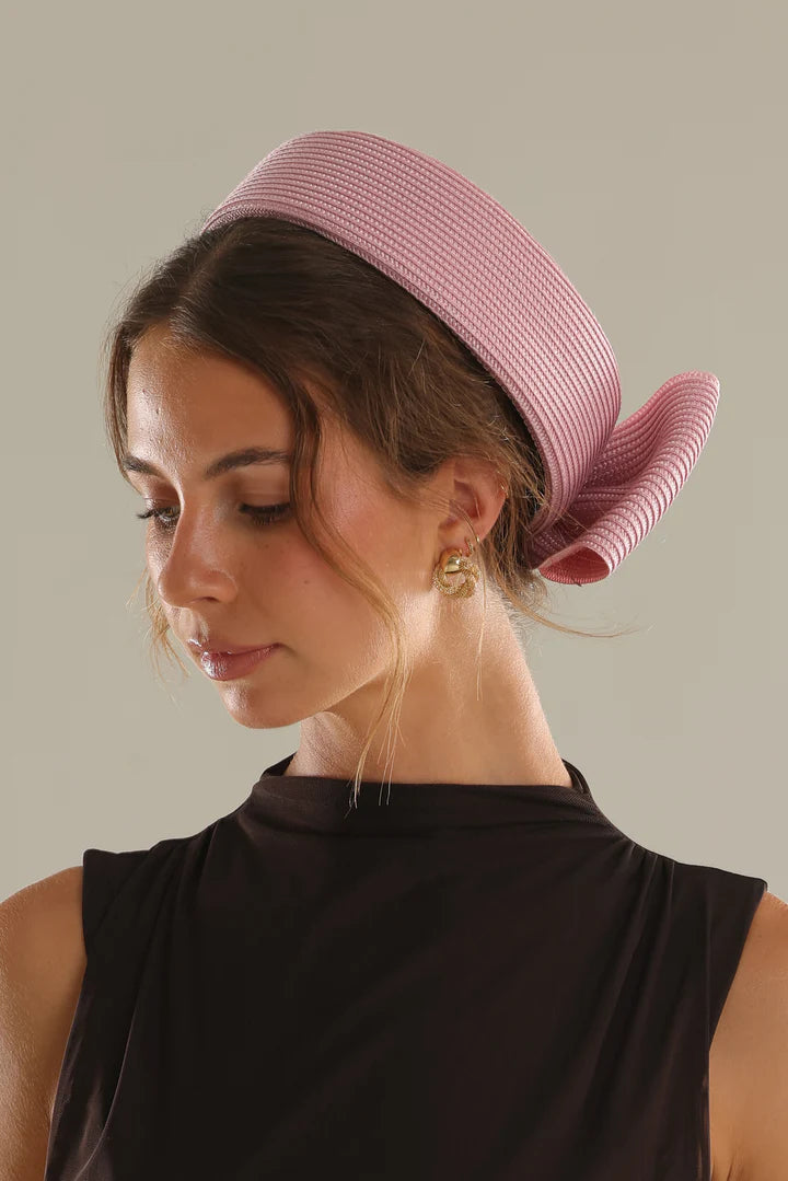 Tara Pill Box Fascinator in Dusty Pink