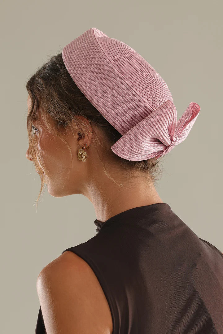 Tara Pill Box Fascinator in Dusty Pink