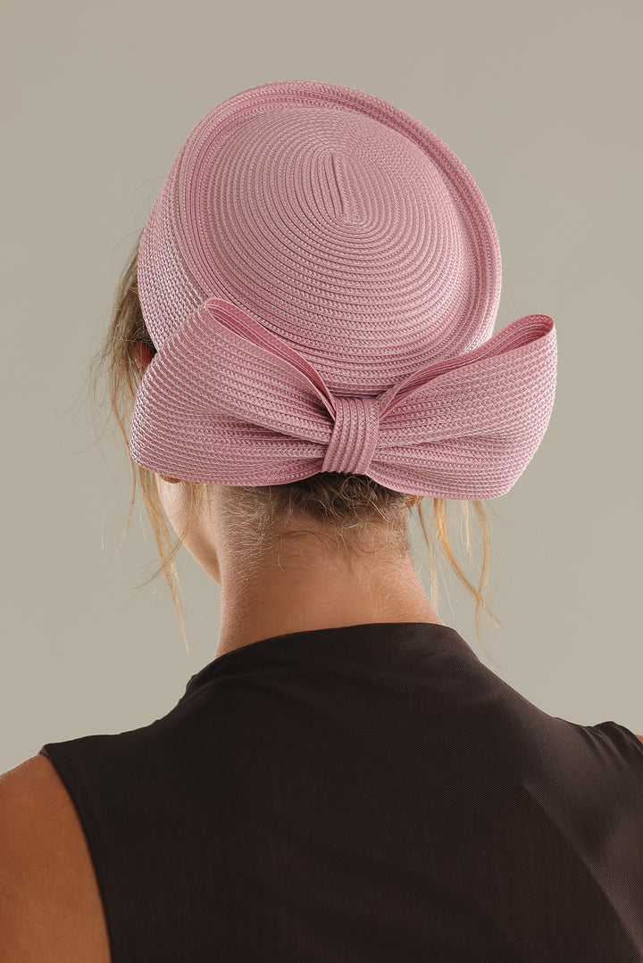 Tara Pill Box Fascinator in Dusty Pink