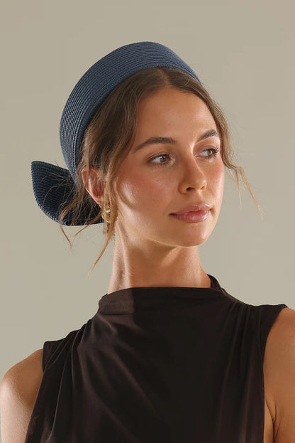 Tara Pill Box Fascinator in Navy