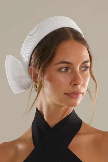 Tara Pill Box Fascinator in White