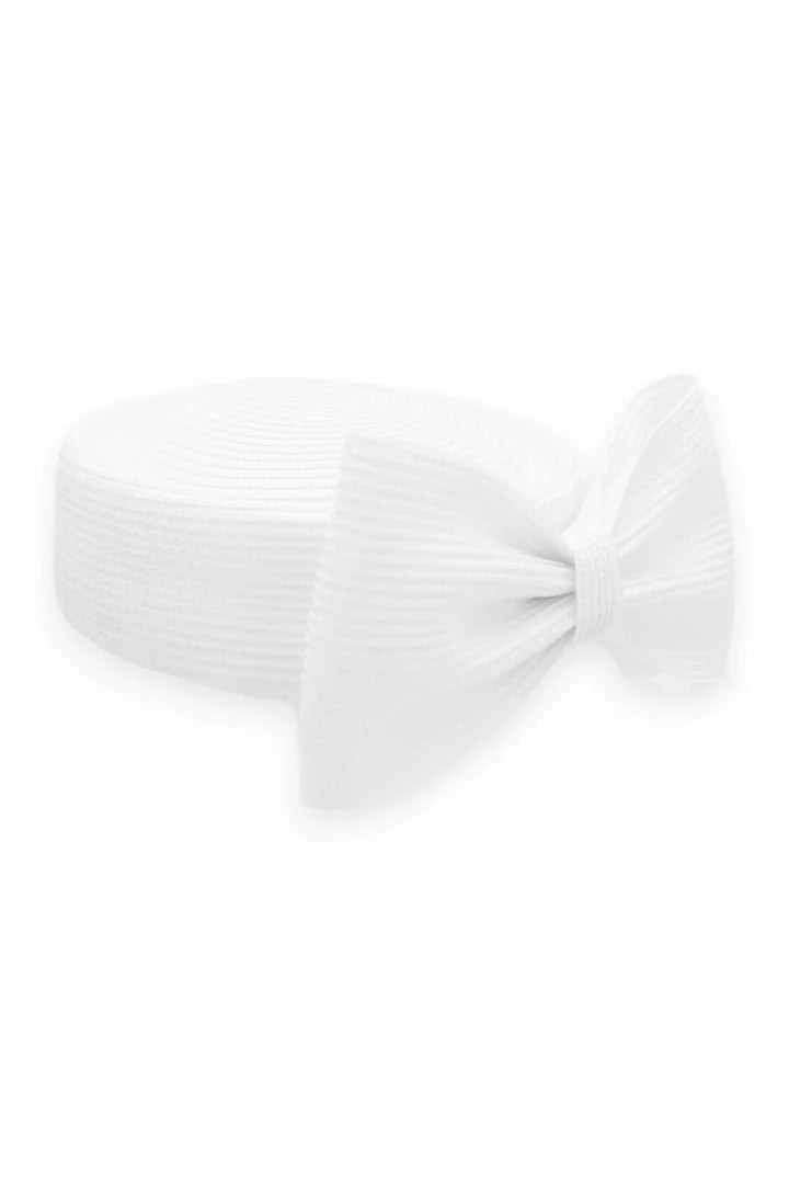 Tara Pill Box Fascinator in White