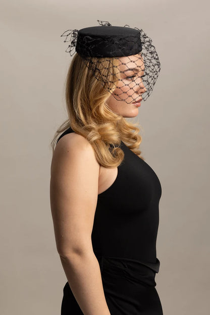 Zahra Pillbox Hat in Black COMING SOON