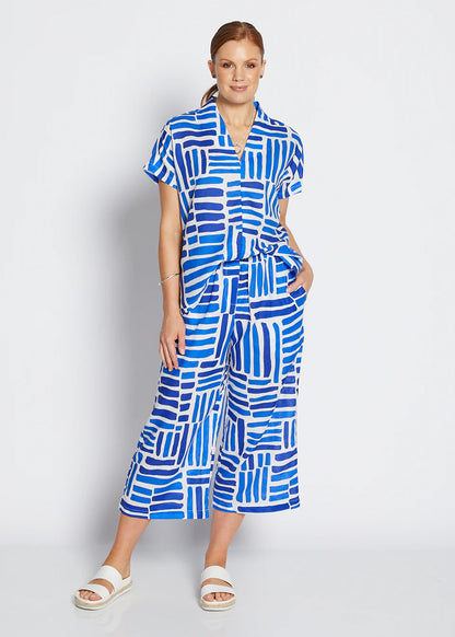 Philosophy Zion Linen Crop Pant - Gazebo Blue