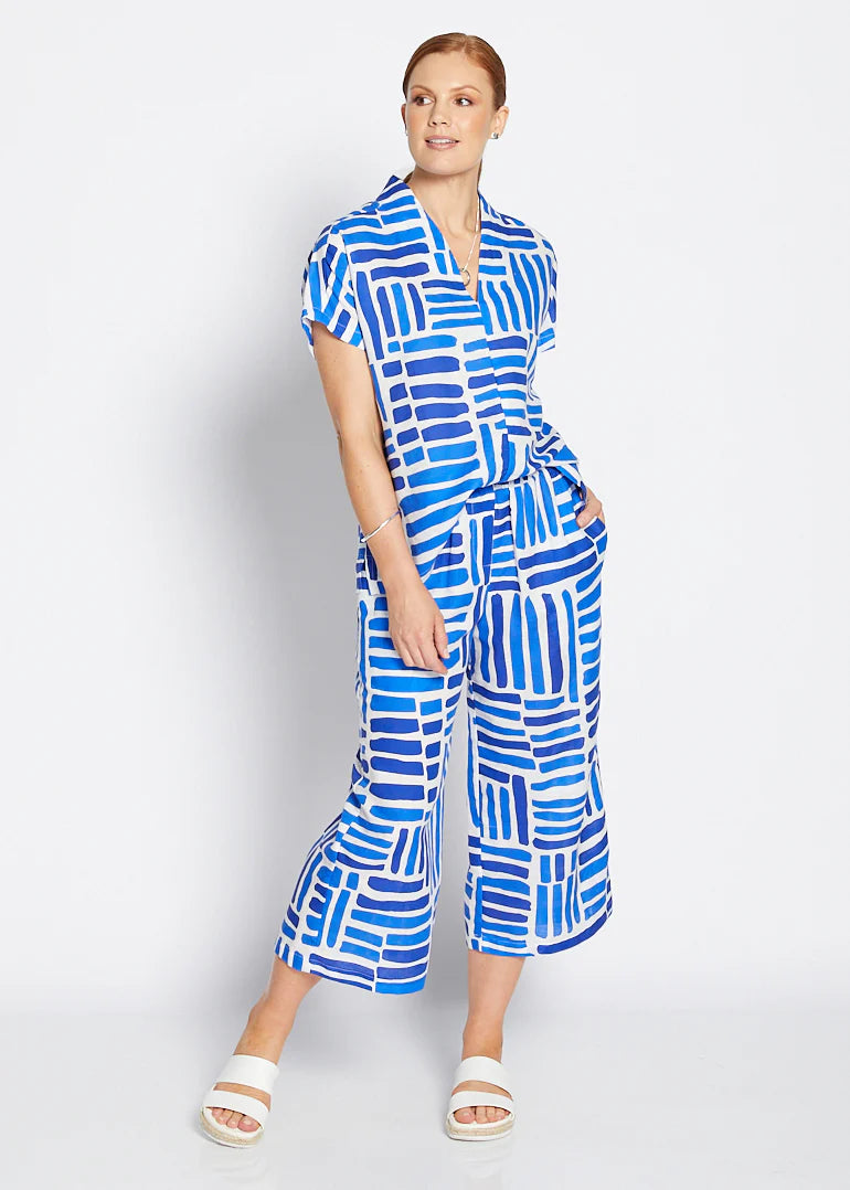 Philosophy Zion Linen Crop Pant - Gazebo Blue