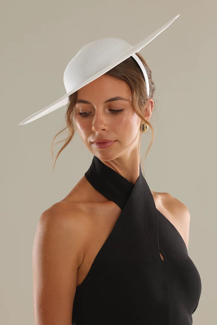 Mona Racewear Plate Hat in White COMING SOON