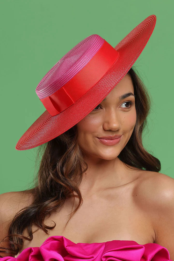 Domino Racewear Boater in Red and Pink
