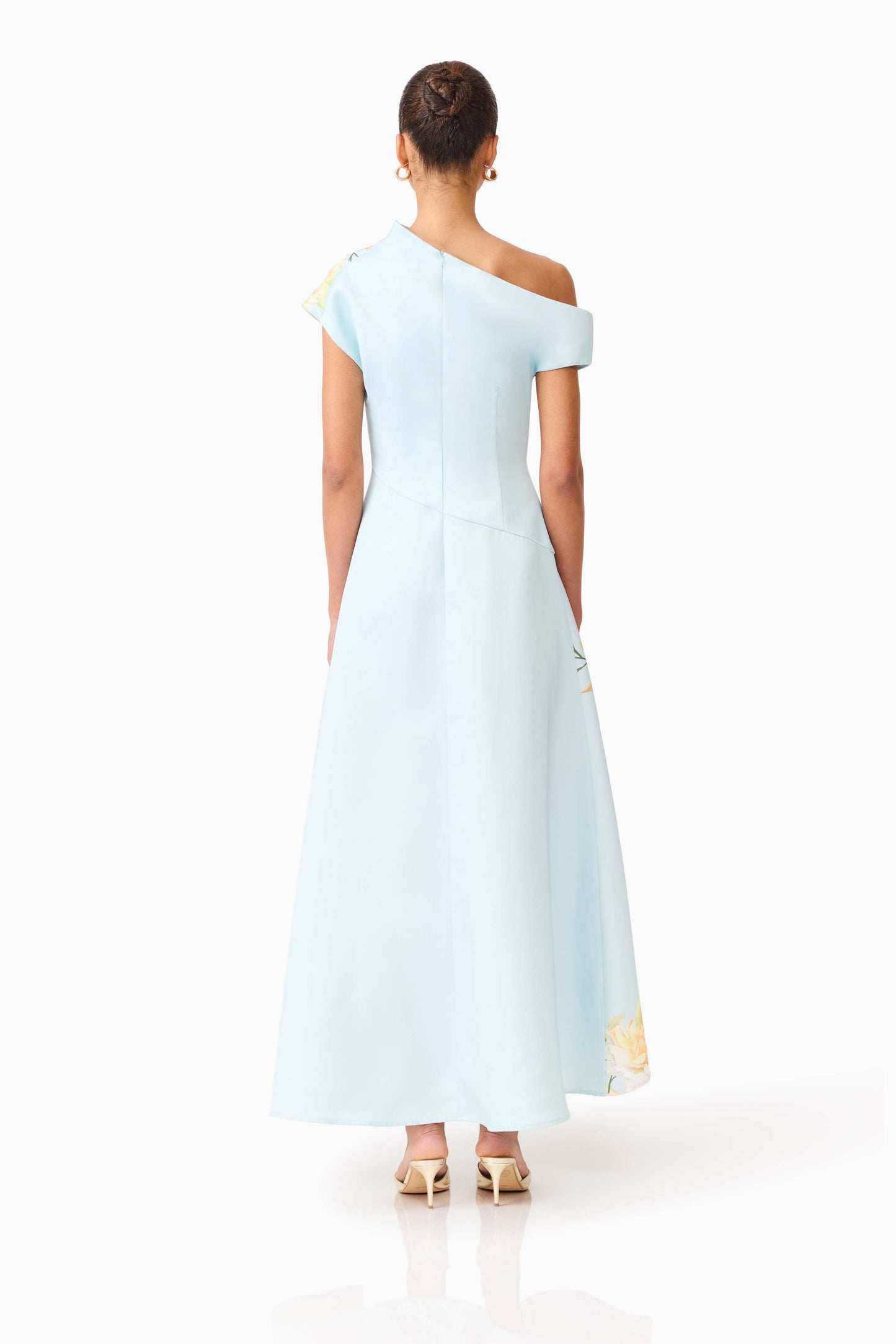 Harper Asymmetrical Gown - Baby Blue Floral