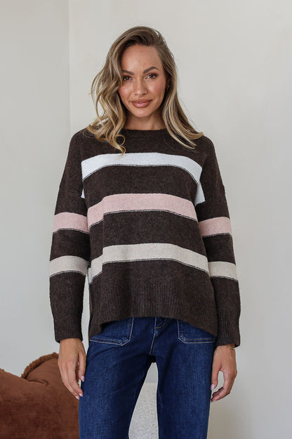 Aspen Stipe Knit - Chocolate