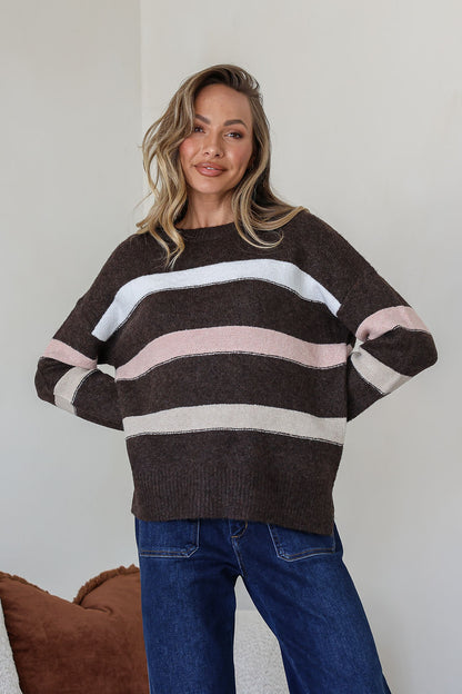 Aspen Stipe Knit - Chocolate