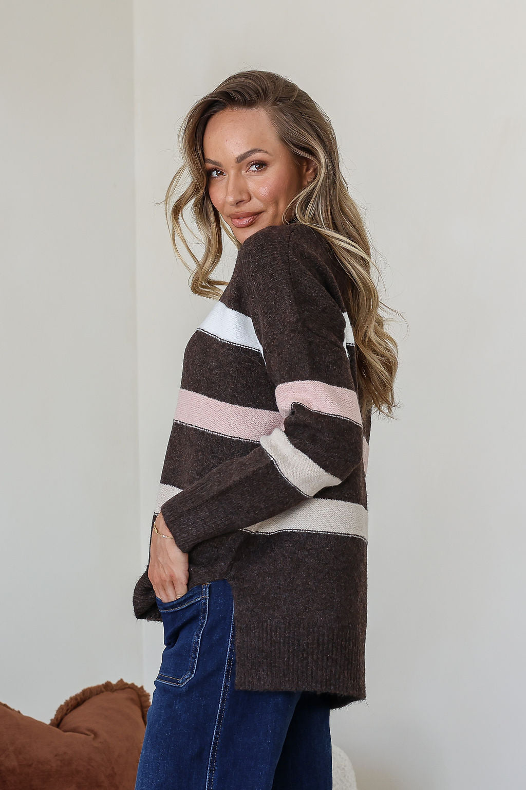 Aspen Stipe Knit - Chocolate