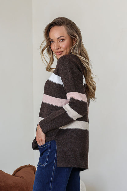 Aspen Stipe Knit - Chocolate