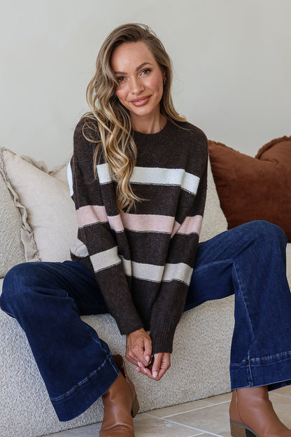 Aspen Stipe Knit - Chocolate