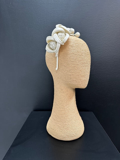 Max Alexander Cream Leatherette Flower Headband