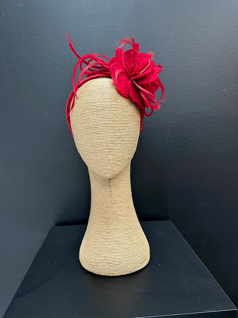 Max Alexander Red Felt Flower Fascinator