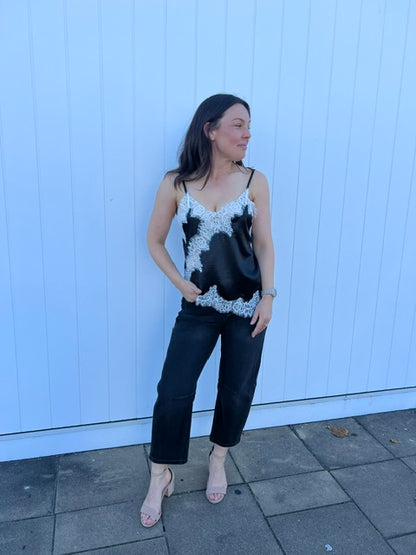 Mariah Lace Cami - Black/White