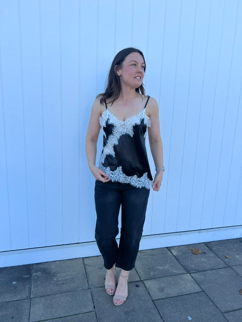 Mariah Lace Cami - Black/White