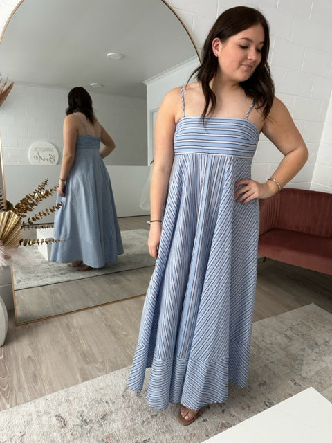 Reed Maxi Dress - Blue Stripe