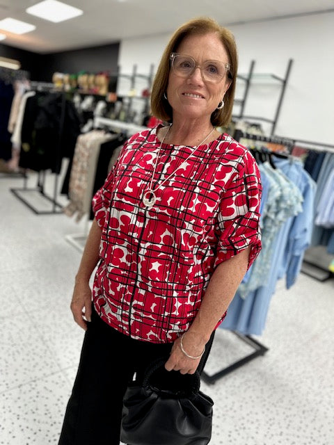 Roxanne Linen Top - Red