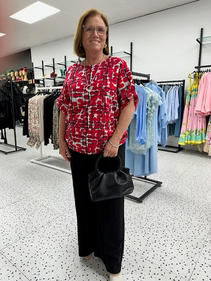 Roxanne Linen Top - Red